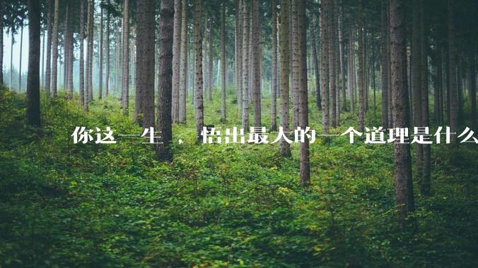 你这一生 ，悟出最大的一个道理是什么 ?