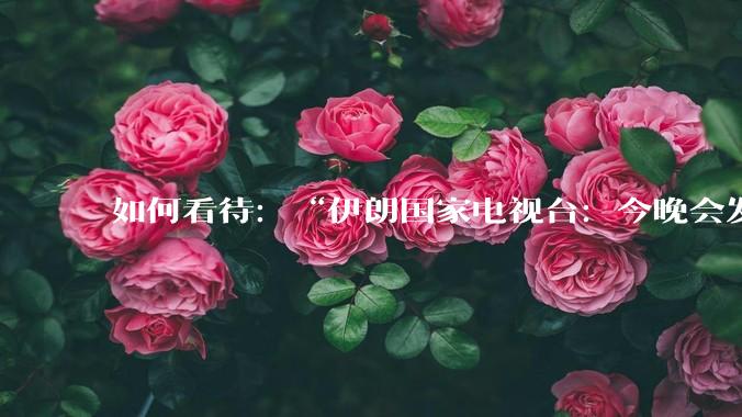 如何看待：“伊朗国家电视台：今晚会发生一件大事，世界将铭记几个世纪”？