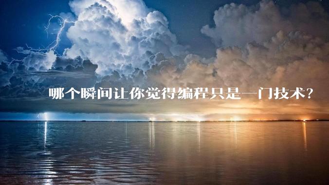 哪个瞬间让你觉得编程只是一门技术？